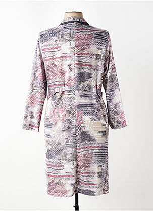 Robe mi-longue imprimé fantaisie manches longues gris GUY DUBOUIS femme