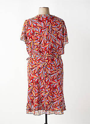 Robe mi-longue coupe fluide manches courtes orange CHRISTINE LAURE femme