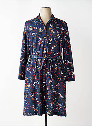Robe mi-longue manches longues manches longues bleu GUY DUBOUIS femme