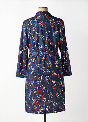 Robe mi-longue manches longues manches longues bleu GUY DUBOUIS femme