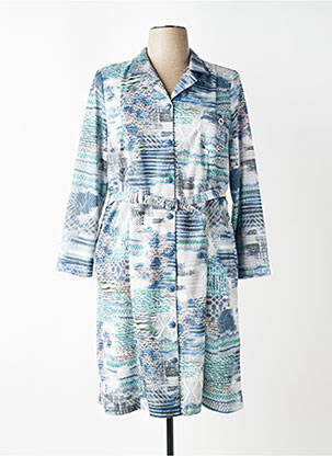Robe mi-longue imprimé fantaisie manches longues bleu GUY DUBOUIS femme