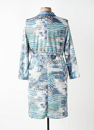 Robe mi-longue imprimé fantaisie manches longues bleu GUY DUBOUIS femme
