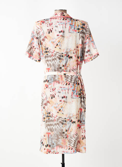 Robe mi-longue imprimé fantaisie manches courtes rose GUY DUBOUIS femme