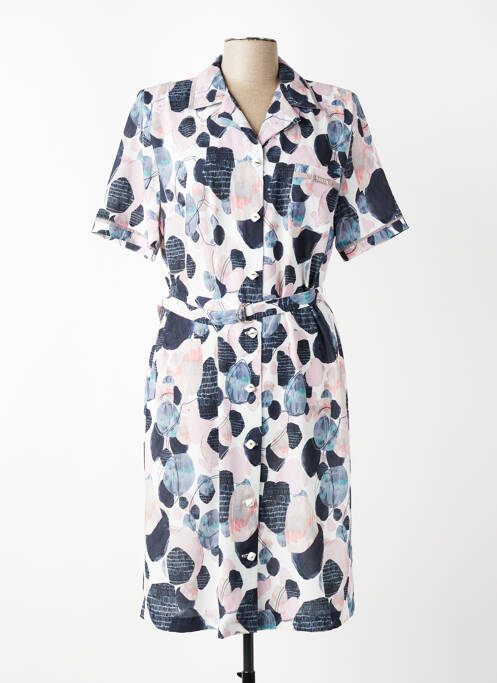 Robe mi-longue imprimé fleurs manches courtes rose GUY DUBOUIS femme
