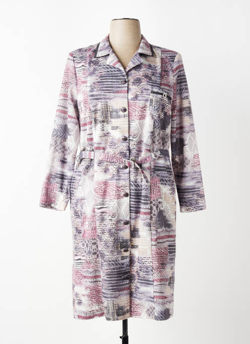 Robe mi-longue imprimé fantaisie manches longues gris GUY DUBOUIS femme