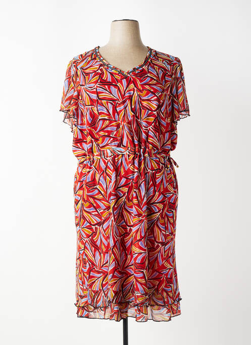 Robe mi-longue coupe fluide manches courtes orange CHRISTINE LAURE femme
