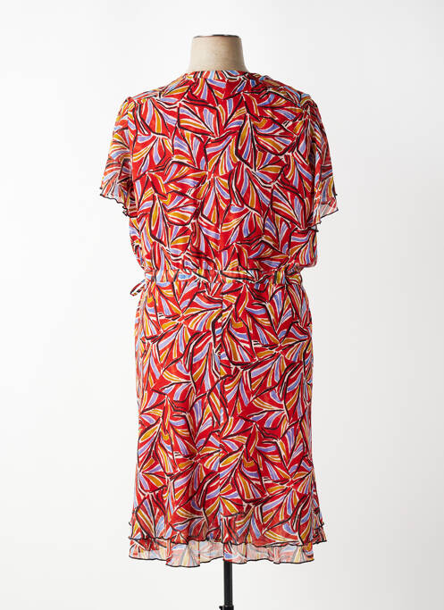Robe mi-longue coupe fluide manches courtes orange CHRISTINE LAURE femme