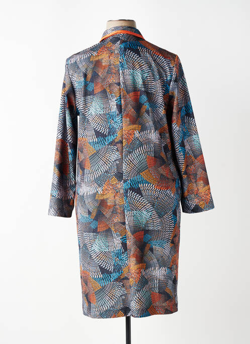 Robe mi-longue imprimé fantaisie manches longues bleu GUY DUBOUIS femme