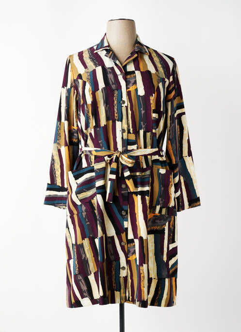 Robe mi-longue coupe fluide manches longues rouge GUY DUBOUIS femme