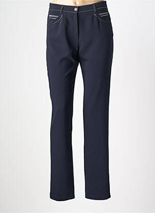 Pantalon droit tissage popeline taille normale bleu CHRISTINE LAURE femme