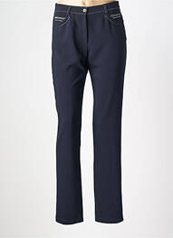 Pantalon droit tissage popeline taille normale bleu CHRISTINE LAURE femme