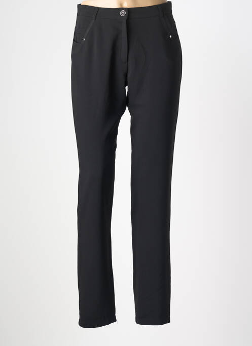 Pantalon droit tissage popeline taille normale noir CHRISTINE LAURE femme