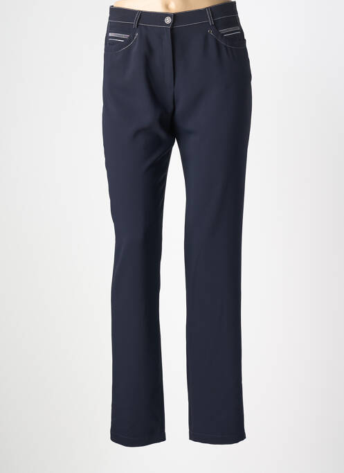 Pantalon droit tissage popeline taille normale bleu CHRISTINE LAURE femme