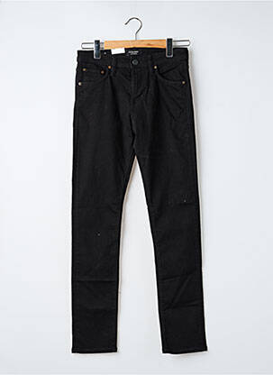 Jeans coupe slim fermeture zippée sous rabat boutonné noir JACK & JONES homme