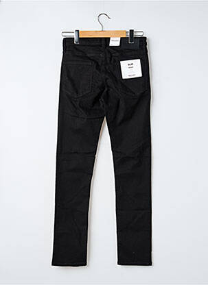 Jeans coupe slim fermeture zippée sous rabat boutonné noir JACK & JONES homme