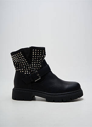 Bottines/boots tissage satiné talon de 4 à 6cm noir SUPER MODE femme