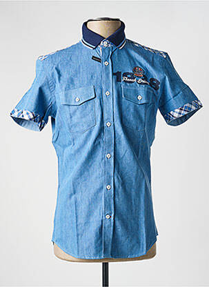 Chemise manches courtes coupe cintrée bleu DELAHAYE homme