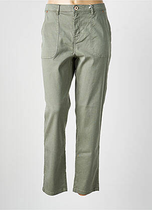 Pantalon slim tissage popeline taille normale vert TBS femme