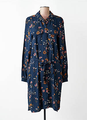Robe mi-longue imprimé fantaisie manches longues bleu TBS femme