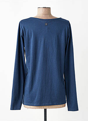 Top col v manches longues bleu TBS femme