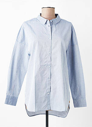 Chemisier coupe droite manches longues bleu TBS femme