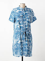 Robe mi-longue coupe fluide manches longues bleu TBS femme