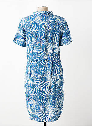 Robe mi-longue coupe fluide manches longues bleu TBS femme