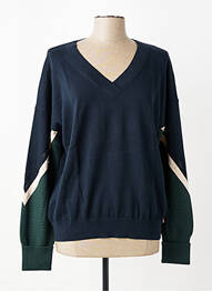 Pull col v manches longues bleu TBS femme