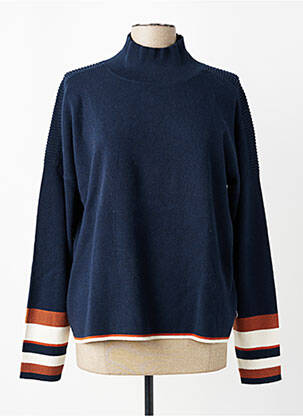 Pull col roulé manches longues manches longues bleu TBS femme