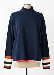 Pull col roulé coupe droite manches longues bleu TBS femme