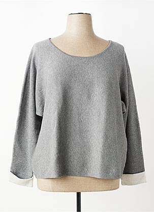 Pull coupe droite manches longues gris TBS femme