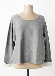 Pull col rond manches longues gris TBS femme
