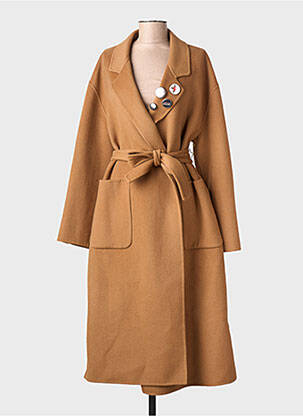 Manteau long coupe cintrée sans capuche marron FIVE femme