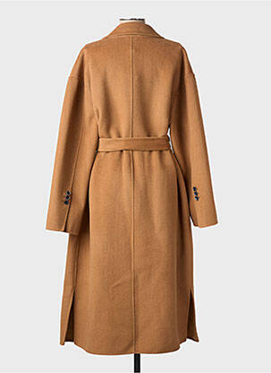 Manteau long coupe cintrée sans capuche marron FIVE femme