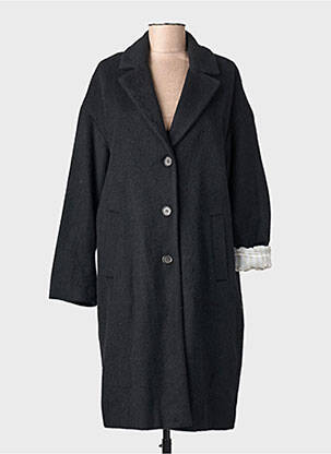 Manteau long coupe droite sans capuche noir HARTFORD femme