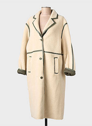 Manteau long coupe droite sans capuche beige INDI & COLD femme