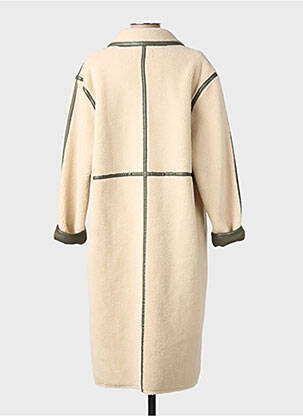 Manteau long coupe droite sans capuche beige INDI & COLD femme