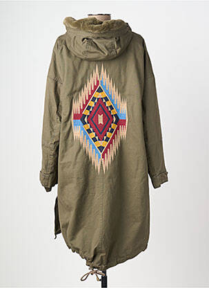 Parka finition intérieure fourrure synthétique a capuche vert FIVE femme