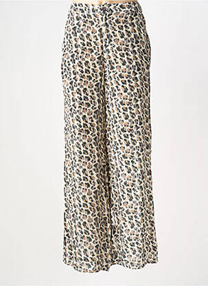 Pantalon droit fermeture zippée sous rabat boutonné beige FIVE femme