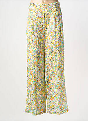 Pantalon flare taille élastique jaune INDI & COLD femme