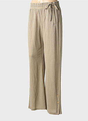 Pantalon droit taille élastique beige YAYA femme