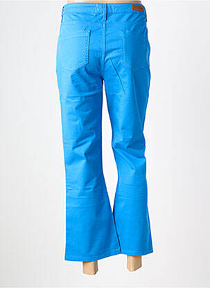 Pantalon droit fermeture zippée sous rabat boutonné bleu HAPPY femme