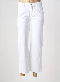 Pantalon 7/8 fermeture zippée sous rabat boutonné blanc HAPPY femme