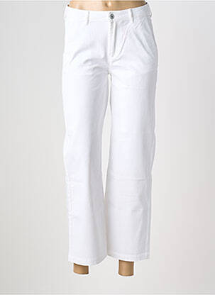 Pantalon 7/8 fermeture zippée sous rabat boutonné blanc HAPPY femme