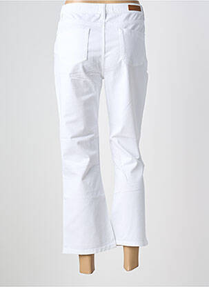 Pantalon droit fermeture zippée sous rabat boutonné blanc HAPPY femme