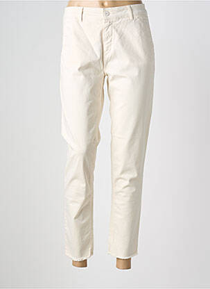Pantalon 7/8 fermeture zippée sous rabat boutonné beige FIVE femme