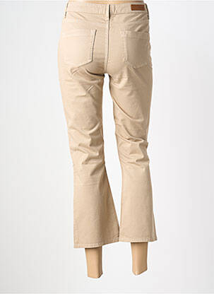 Pantalon droit fermeture zippée sous rabat boutonné beige HAPPY femme