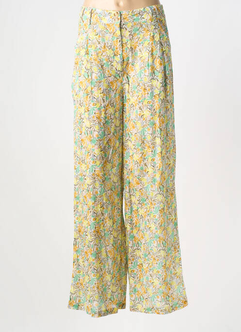 Pantalon flare taille élastique jaune INDI & COLD femme