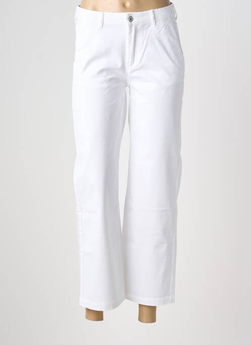 Pantalon 7/8 fermeture zippée sous rabat boutonné blanc HAPPY femme