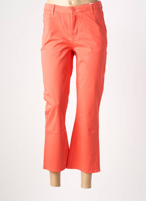 Pantalon droit fermeture zippée sous rabat boutonné orange HAPPY femme